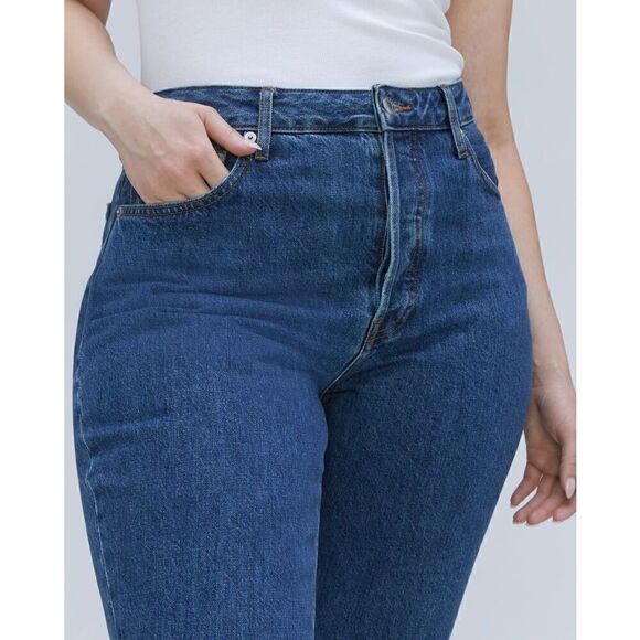 Everlane The Curvy 90s Cheeky Straight Jean Deep Atlantic Blue 26 Crop NWOT - Picture 4 of 12